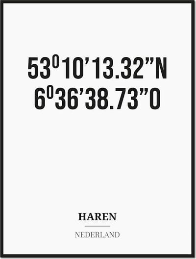 Poster/kaart HAREN met coördinaten
