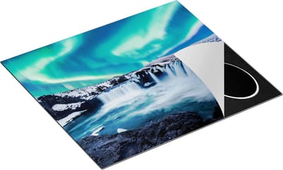 Chefcare Inductie Beschermer Watervallen met het Groene Noorderlicht - 60x50 cm - Afdekplaat Inductie - Kookplaat Beschermer - Inductie Mat