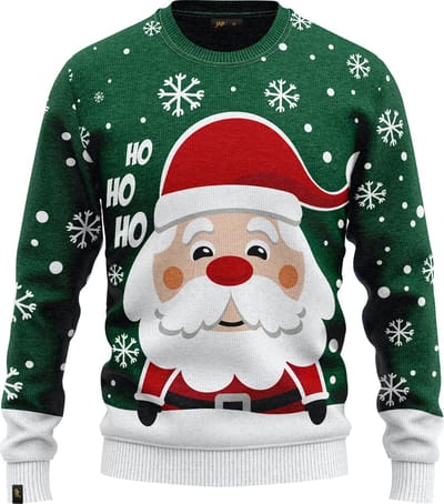 JAP Christmas Kersttrui voor kinderen (maat 98/104) - 100% Gerecycled - Kriebelt niet - Kerstcadeau - Foute Kersttrui jongens en meisjes (3/4 jaar) - Kerstman - Groen