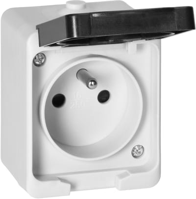 Orno - Stopcontact - Wit/Zwart - IP54 - Met kinderbeveiliging