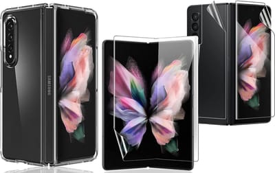 Hoesje geschikt voor Samsung Galaxy Z Fold 3 - Transparant Hoes Back Cover Hoesjes en PET Screen Protector