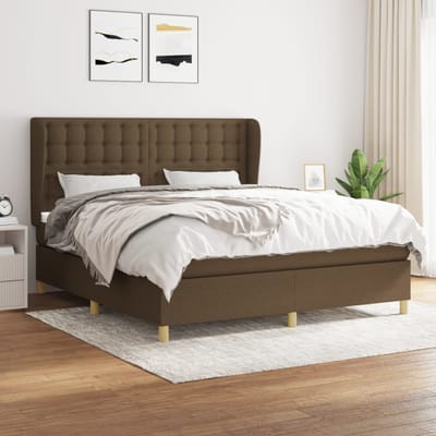 vidaXL - Boxspring - met - matras - stof - donkerbruin - 160x200 - cm