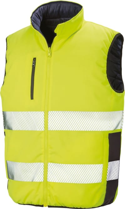Result Reversible soft padded safety gilet R332X - Fluorescent Yellow / Navy - 3XL