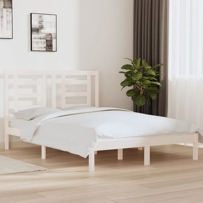 vidaXL - Bedframe - zonder - matras - massief - grenenhout - wit - 140x190 - cm