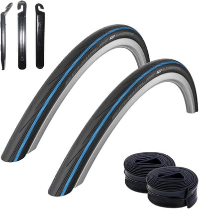 Set van 2 Racefietsbanden 28 Inch Blauw (25-622) + Binnenbanden en Montagepiepers