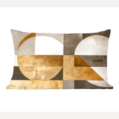 Sierkussens - Kussentjes Woonkamer - 60x40 cm - Abstract - Goud - Grijs - Vormen - Geometrisch