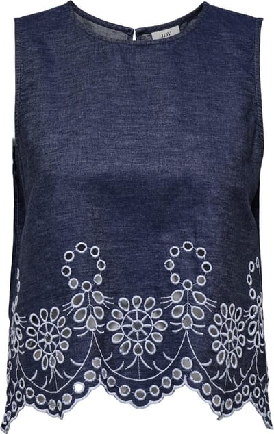Jacqueline de Yong Jdymargot sl embroidery top wvn blue denim