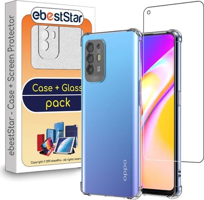 ebestStar - Hoes geschikt voor Oppo A94 5G, Silicone Slim Cover Case, Versterkte Hoeken en Randen hoesje, Transparant + Gehard Glas