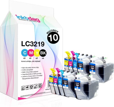 Inktdag inktcartridges voor Brother LC3219XL / LC3217 /LC3219, multipack van 10 stuks (4*BK, 2*CMY) voor Brother MFC-J5330 DW, J5730DW, J5930DW, J6530DW, J6535DW, J6930DW, J6935DW