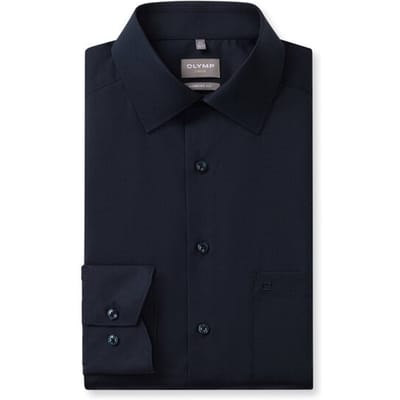 OLYMP Luxor Overhemd, Comfort Fit, New Kent, Marineblauw