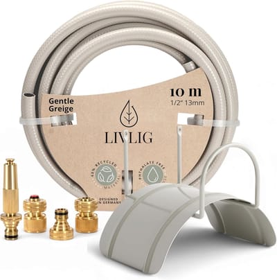 Tuinslang Set - Watergeef Set - Tuin Besproeien - Complete Set Inclusief - 10 Meter Slang - Grijsbeige