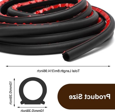 Universele D-vormige rubberen deurrandbeschermer voor auto's - Zelfklevende EPDM rubberen afdichting, geschikt voor de meeste voertuigen (10X10MM-8M)
