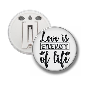 Button Met Clip 58 MM - Love Is Energy Of Life