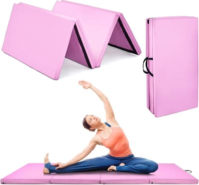 COSTWAY 240 x 120 x 5 cm, zachte vloermat, gymnastiekmat, inklapbaar, yogamat met klittenbandsluiting en 2 handgrepen, turnmat, klapmat, fitnessmat voor gymnastiek, yoga, training thuis
