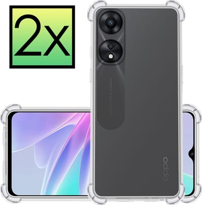 Hoesje - 2 Stuks - Geschikt voor OPPO A78 5G - Sterk & Shockproof - Siliconen Case - Back Cover - Telefoon Hoes Shock Proof - Transparant