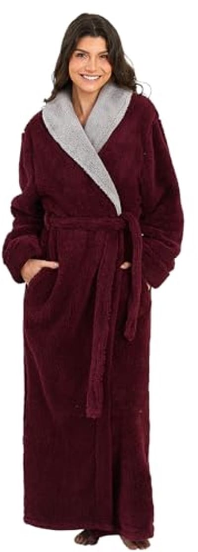 Dames Lange Badjas - Winter Fluffy Fleece Badjas voor Thuis