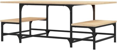Salontafel - Bijzettafel Woonkamer - Extra Opbergruimte - Stabiel Metalen Frame - 100x50x40 cm - Sonoma Eiken