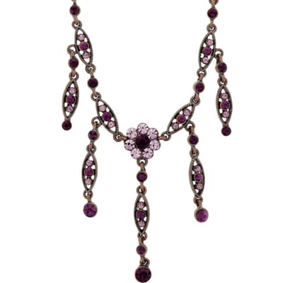 Behave® Ketting - Paarse Bloem - Met Swarovski-stenen - Nikkelvrij