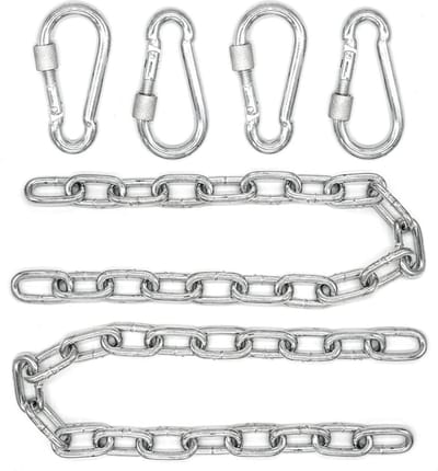 Set van 2: 230kg Ophangketting met 4 Karabiners - 50cm Ophanging voor Schommel Hangstoel Hangmat