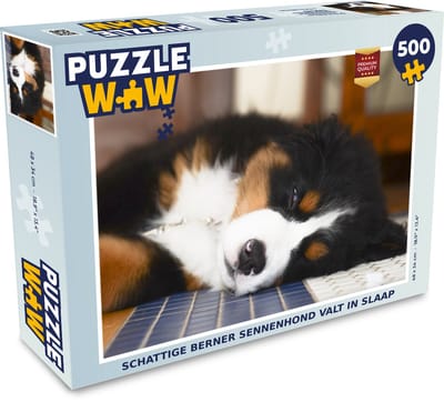 Puzzel Schattige Berner Sennenhond valt in slaap - Legpuzzel - Puzzel 500 stukjes
