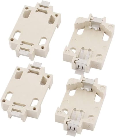 Knoopcelbatterij Houder - Batterij Socket - PCB Montage - SMD Type - 4 Stuks - Wit Zilver