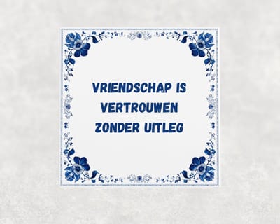 Spreuk tegel 15x15 cm Vriendschap is vertrouwen zonder uitleg