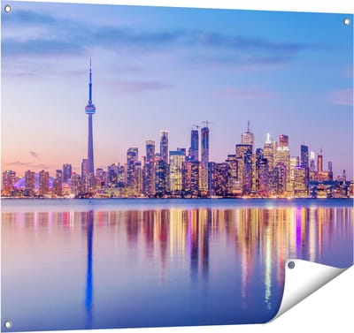 Gards Tuinposter Toronto Skyline in Canada - 100x80 cm - Tuindoek - Tuindecoratie - Wanddecoratie buiten - Tuinschilderij