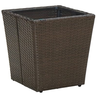 vidaXL - Salontafel - 41,5x41,5x44 - cm - poly - rattan - en - gehard - glas - bruin
