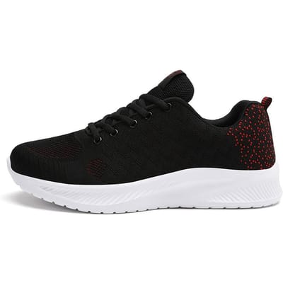 Gedempte Elastische Hardloopschoenen Ademend Mesh Nieuwe Zomer Comfortabel Slijtvast Verhogend Outdoor Casual Sportschoenen 45 black