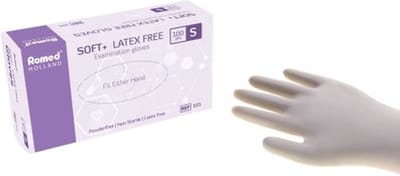Romed Soft + latexvrije onderzoekshandschoenen 100 stuks S Romed - Wit - Vinyl - Poedervrij en latexvrij