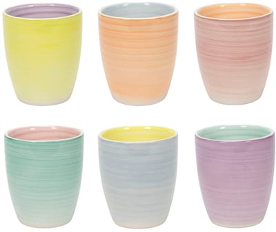 Cookinglife Koffiekopjes Pastel Harmony – Set van 6 180 ml Aardewerk – Vaatwasser-, Magnetron- & Ovenbestendig