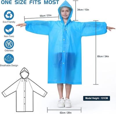 2 stuks regenjas voor kinderen, waterdicht, regenjas, regenjas, voor jongens en meisjes, transparant, regenponcho, regencape , blauw
