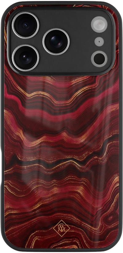 Casimoda® hoesje - Geschikt voor iPhone 17 Pro Max - Agate Rood - Luxe Hard Case Zwart - Backcover telefoonhoesje - Rood