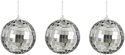 House of Seasons Discobal kerstballen - 3x st- zilver - 8 cm - foam - spiegelbol