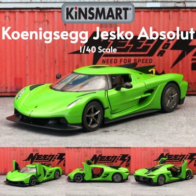 Kinsmart Speelgoedauto Model 1/40 Koenigsegg Jesko Absolut Super Sport Diecast Miniatuur Pull Back Voertuig Collectie Cadeau Voor Kind Jongen green