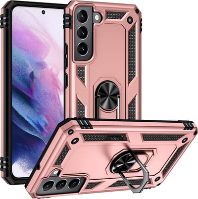 MobyDefend Hoesje - Geschikt voor Samsung Galaxy S22 - Pantsercase Met Draaibare Ring - Rosé