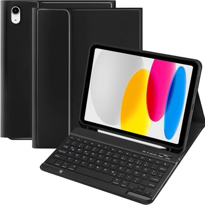 SP® Ipad Hoes met Toetsenbord - Toetsenbordhoes voor Ipad - Beschermhoes met Toetsenbord voor Ipad 11e/10e Generatie - Zwart - 26cm x 21cm x 2cm