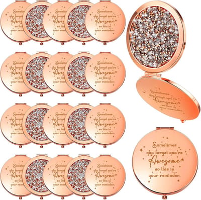 Compacte spiegel - Zakspiegel vergrootglas - Make-up controleren - Inspirerende citaten - 20 stuks - Roségoud