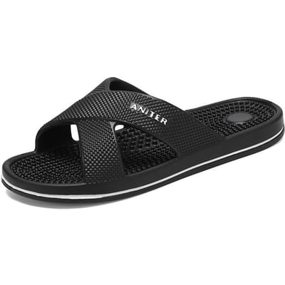 Zomer Mannen Slippers Eva Slippers Grote Maten Binnen En Buiten Sandaalschoenen Licht Plat Antislip Pluche Comfort Slippers Tuinschoenen 48 39-40 black