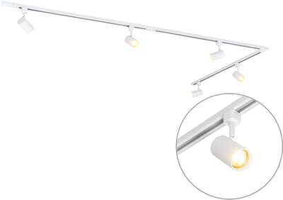 QAZQA jeana - Moderne Spot railsysteem verlichting, railverlichting geschikt voor led - 5 lichts - L 300 cm - Wit - Woonkamer | Slaapkamer | Keuken