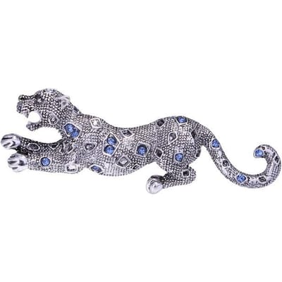 Retro Kristallen Cheetah Broches Dierlijke Strass Steentjes Reversspeld Herenpak Hemd Kraagspelden Badge Luxe Sieraden Accessoires gray