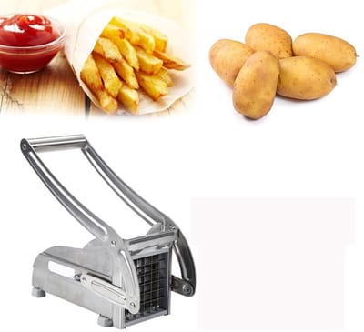 QTTVBTNA -Frietsnijder en Groente-/Fruitstiftler – Met 2 Roestvrijstalen Messen & Drukstempel – Handige Keukenhulp voor Perfecte Frietjes, Snacks en Gezonde Gerechten