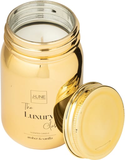 J-Line geurkaars Voorraadpot - Amber & Vanilla - glas - goud - 69U