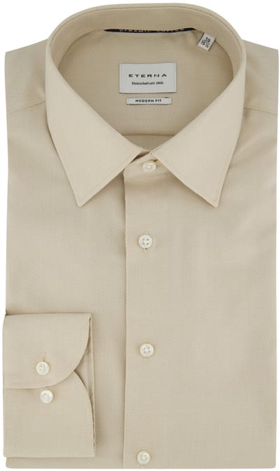Beige katoenen overhemd Eterna Modern Fit strijkvrij