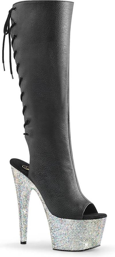 Pleaser - BEJEWELED-2018-7 Plateau Laarzen, Paaldans schoenen - US 12 - 42 Shoes - Zwart