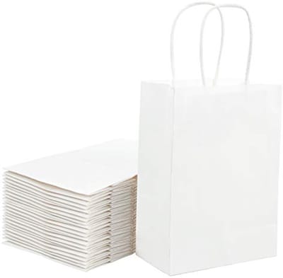 Papieren cadeauzakken 33 x 25,5 x 12,7 cm - 25 stuks met handvatten voor verjaardagen en feesten