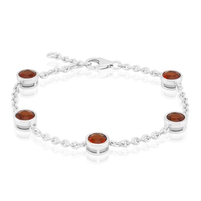 Cavill - Zilveren Armband - 925 Sterling Zilver Gerhodineerd - 5x Ronde Madeira Citrienen Totaal 2,55 ct - Luxe Dames Sieraad Verstelbaar 17,15-19 cm