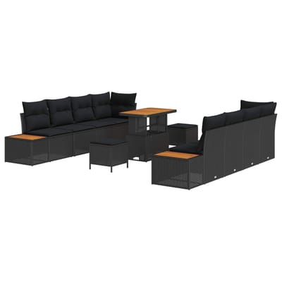 vidaXL - Tuinbank - Set - 11 - st - 10-Aantal - zitplaatsen - Zwart