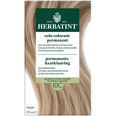 Herbatint Haarverf - Permanente Haarkleuring - Natuurlijke haarkleuring - 100% grijsdekking - Zonder gebruik van ammoniak - 10C Platina Asblond - 150 ml