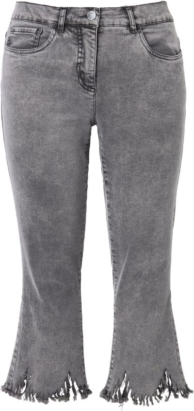 Angel of Style - Dames - 3/4-jeans uitlopende gerafelde zoom 5-pocket - Grijs denim - Maat 56